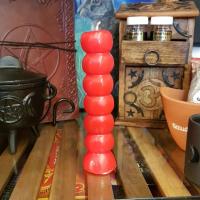 Red 7 Day Knob Pillar Candle